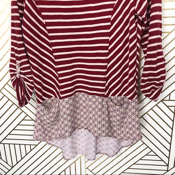 Anthropologie Striped Red Peplum Shirt - Picture 2 of 6